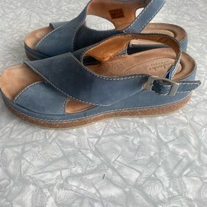 Women's Blue Leather Sandals